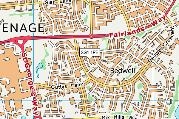 SG1 1PE map - OS VectorMap District (Ordnance Survey) SG1 1PE map - OS VectorMap District (Ordnance Survey)