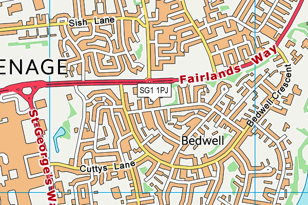 SG1 1PJ map - OS VectorMap District (Ordnance Survey)