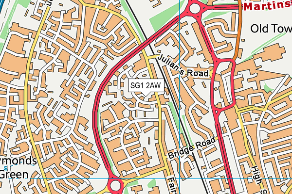 SG1 2AW map - OS VectorMap District (Ordnance Survey) SG1 2AW map - OS VectorMap District (Ordnance Survey)