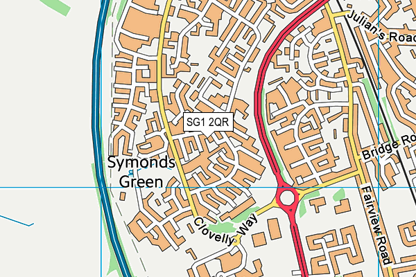 SG1 2QR map - OS VectorMap District (Ordnance Survey) SG1 2QR map - OS VectorMap District (Ordnance Survey)