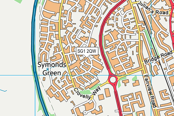 SG1 2QW map - OS VectorMap District (Ordnance Survey) SG1 2QW map - OS VectorMap District (Ordnance Survey)