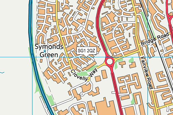 SG1 2QZ map - OS VectorMap District (Ordnance Survey)