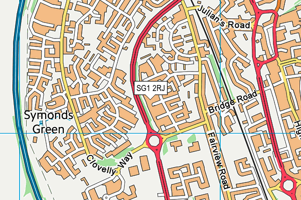SG1 2RJ map - OS VectorMap District (Ordnance Survey) SG1 2RJ map - OS VectorMap District (Ordnance Survey)