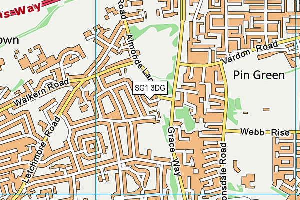 SG1 3DG map - OS VectorMap District (Ordnance Survey) SG1 3DG map - OS VectorMap District (Ordnance Survey)