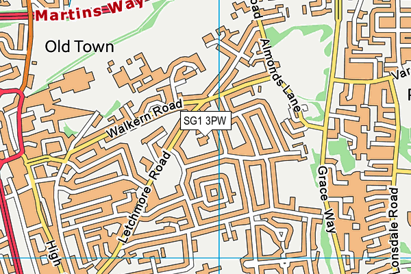 SG1 3PW map - OS VectorMap District (Ordnance Survey) SG1 3PW map - OS VectorMap District (Ordnance Survey)