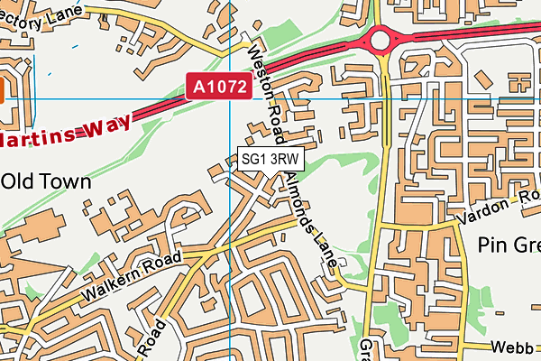 SG1 3RW map - OS VectorMap District (Ordnance Survey) SG1 3RW map - OS VectorMap District (Ordnance Survey)