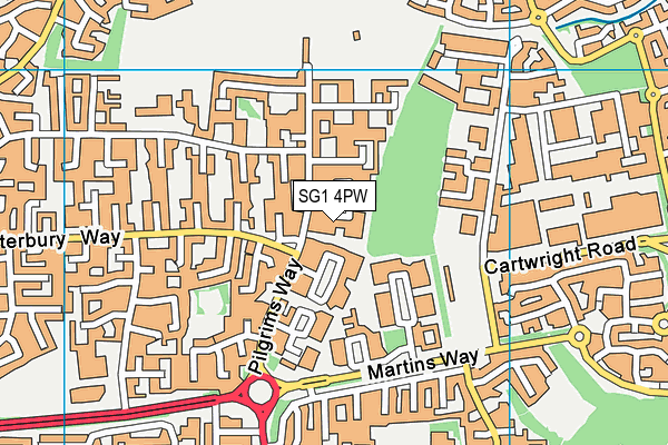 SG1 4PW map - OS VectorMap District (Ordnance Survey) SG1 4PW map - OS VectorMap District (Ordnance Survey)