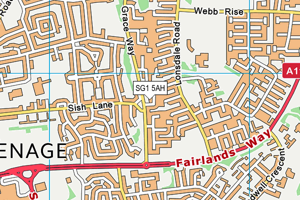 SG1 5AH map - OS VectorMap District (Ordnance Survey) SG1 5AH map - OS VectorMap District (Ordnance Survey)