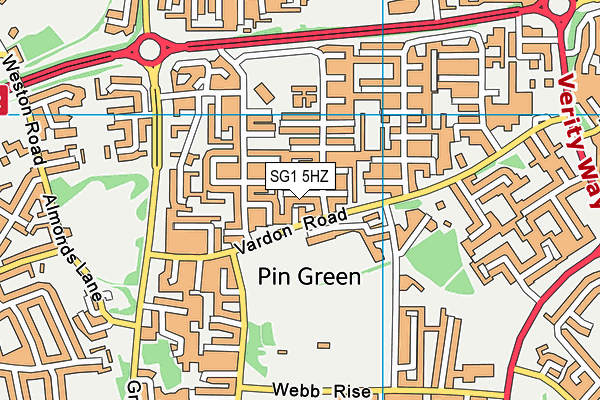SG1 5HZ map - OS VectorMap District (Ordnance Survey)