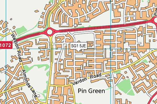 SG1 5JE map - OS VectorMap District (Ordnance Survey)