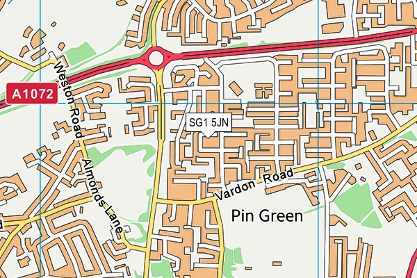 SG1 5JN map - OS VectorMap District (Ordnance Survey)