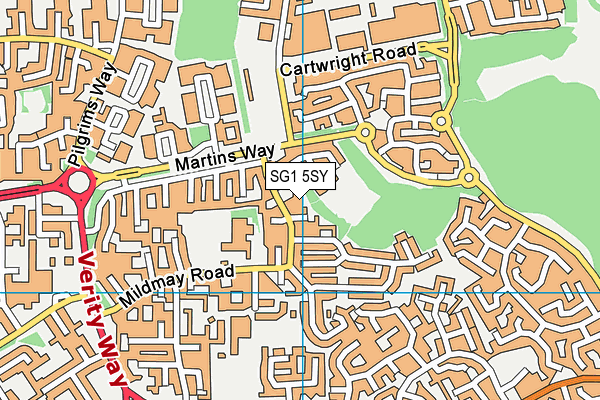 SG1 5SY map - OS VectorMap District (Ordnance Survey) SG1 5SY map - OS VectorMap District (Ordnance Survey)