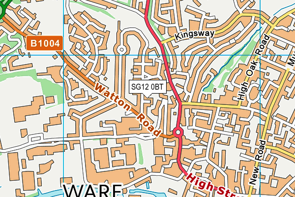 SG12 0BT map - OS VectorMap District (Ordnance Survey) SG12 0BT map - OS VectorMap District (Ordnance Survey)