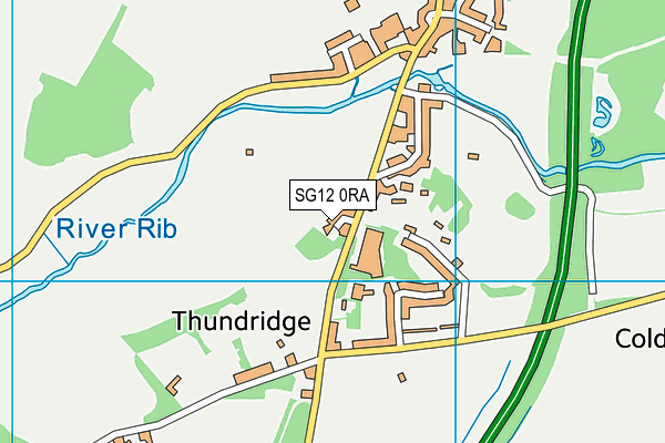 SG12 0RA map - OS VectorMap District (Ordnance Survey)