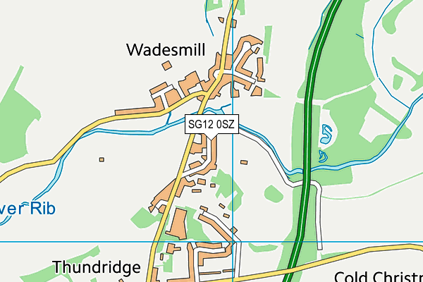 SG12 0SZ map - OS VectorMap District (Ordnance Survey)