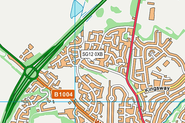 SG12 0XB map - OS VectorMap District (Ordnance Survey) SG12 0XB map - OS VectorMap District (Ordnance Survey)