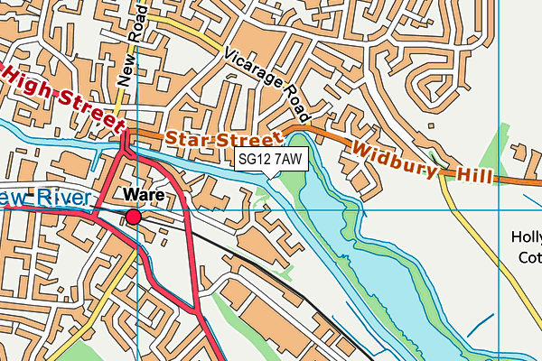 SG12 7AW map - OS VectorMap District (Ordnance Survey) SG12 7AW map - OS VectorMap District (Ordnance Survey)