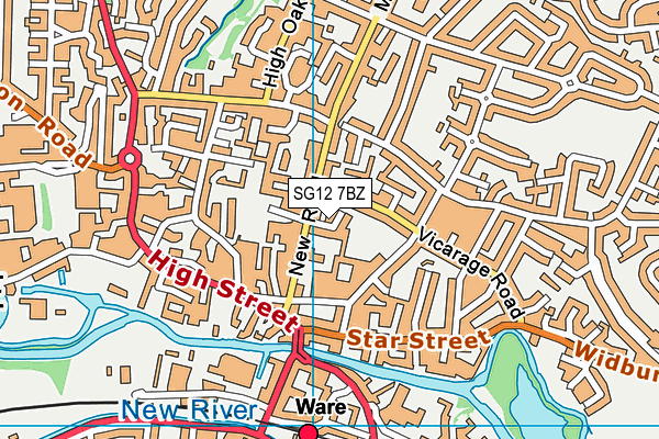 SG12 7BZ map - OS VectorMap District (Ordnance Survey) SG12 7BZ map - OS VectorMap District (Ordnance Survey)