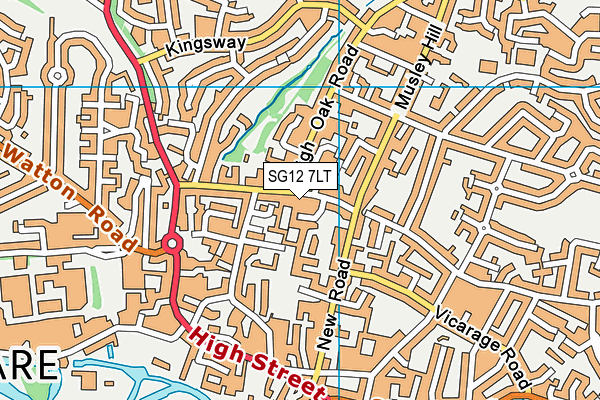 SG12 7LT map - OS VectorMap District (Ordnance Survey) SG12 7LT map - OS VectorMap District (Ordnance Survey)