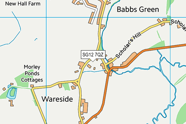 SG12 7QZ map - OS VectorMap District (Ordnance Survey)