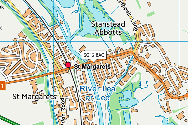 SG12 8AQ map - OS VectorMap District (Ordnance Survey) SG12 8AQ map - OS VectorMap District (Ordnance Survey)