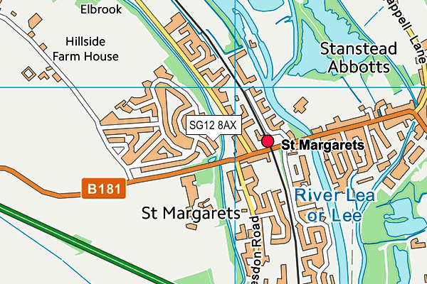 SG12 8AX map - OS VectorMap District (Ordnance Survey) SG12 8AX map - OS VectorMap District (Ordnance Survey)