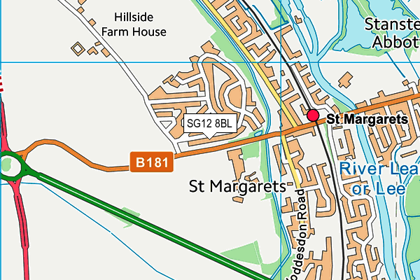 SG12 8BL map - OS VectorMap District (Ordnance Survey) SG12 8BL map - OS VectorMap District (Ordnance Survey)