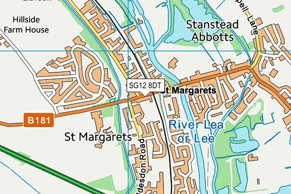 SG12 8DT map - OS VectorMap District (Ordnance Survey) SG12 8DT map - OS VectorMap District (Ordnance Survey)
