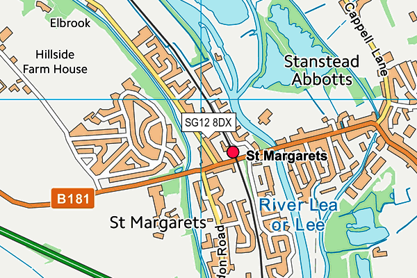 SG12 8DX map - OS VectorMap District (Ordnance Survey) SG12 8DX map - OS VectorMap District (Ordnance Survey)