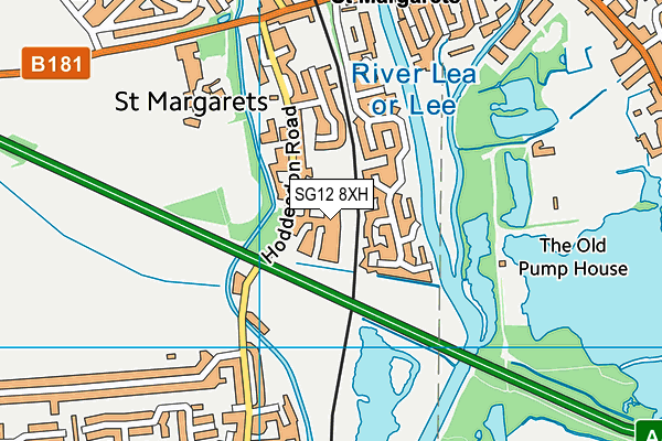 SG12 8XH map - OS VectorMap District (Ordnance Survey)