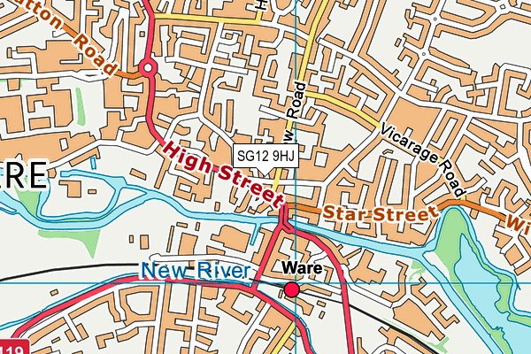 SG12 9HJ map - OS VectorMap District (Ordnance Survey)