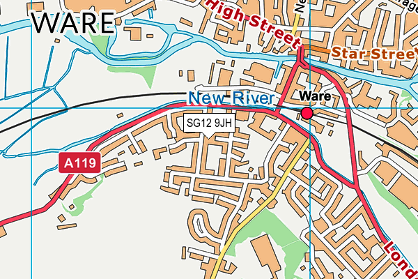 SG12 9JH map - OS VectorMap District (Ordnance Survey) SG12 9JH map - OS VectorMap District (Ordnance Survey)