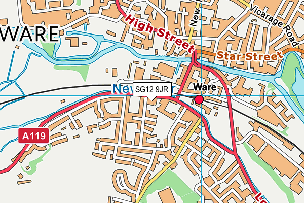 SG12 9JR map - OS VectorMap District (Ordnance Survey) SG12 9JR map - OS VectorMap District (Ordnance Survey)