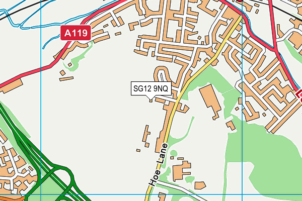SG12 9NQ map - OS VectorMap District (Ordnance Survey)