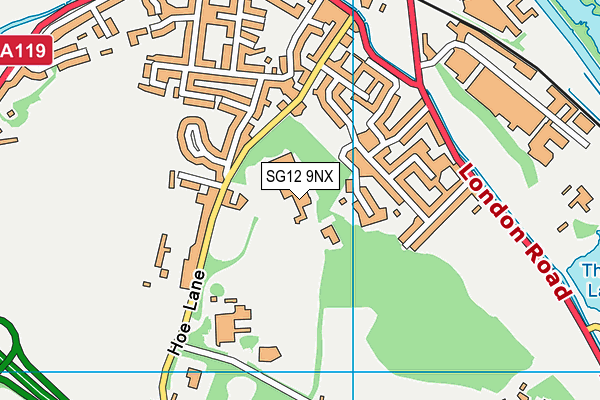 SG12 9NX map - OS VectorMap District (Ordnance Survey) SG12 9NX map - OS VectorMap District (Ordnance Survey)