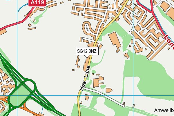 SG12 9NZ map - OS VectorMap District (Ordnance Survey) SG12 9NZ map - OS VectorMap District (Ordnance Survey)