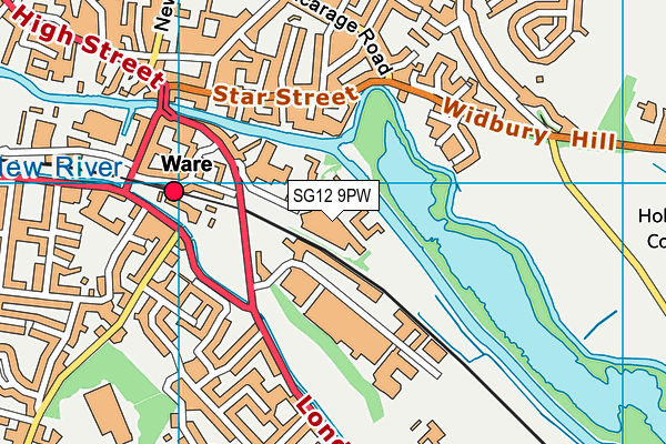 SG12 9PW map - OS VectorMap District (Ordnance Survey) SG12 9PW map - OS VectorMap District (Ordnance Survey)