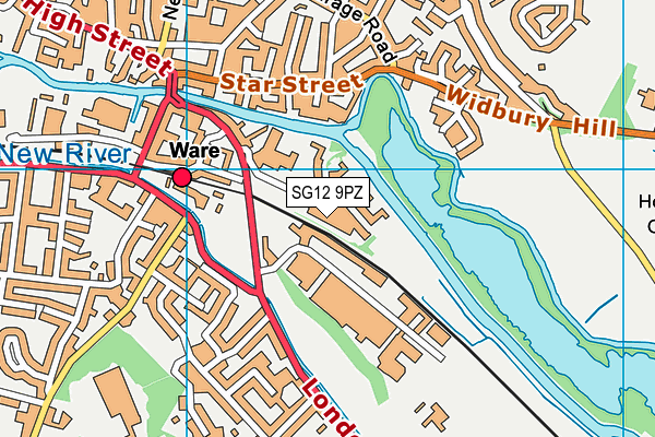 SG12 9PZ map - OS VectorMap District (Ordnance Survey) SG12 9PZ map - OS VectorMap District (Ordnance Survey)