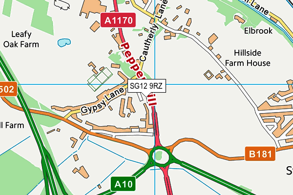 SG12 9RZ map - OS VectorMap District (Ordnance Survey) SG12 9RZ map - OS VectorMap District (Ordnance Survey)