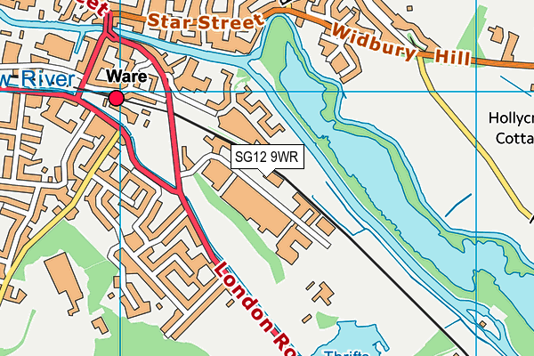 SG12 9WR map - OS VectorMap District (Ordnance Survey) SG12 9WR map - OS VectorMap District (Ordnance Survey)