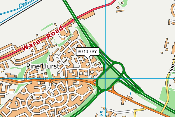 SG13 7SY map - OS VectorMap District (Ordnance Survey) SG13 7SY map - OS VectorMap District (Ordnance Survey)