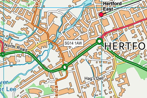 SG14 1AW map - OS VectorMap District (Ordnance Survey) SG14 1AW map - OS VectorMap District (Ordnance Survey)
