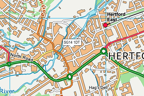 SG14 1DT map - OS VectorMap District (Ordnance Survey)
