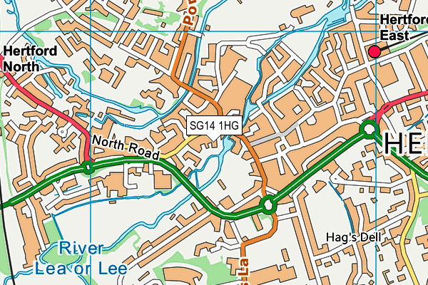SG14 1HG map - OS VectorMap District (Ordnance Survey)