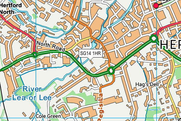 SG14 1HR map - OS VectorMap District (Ordnance Survey)
