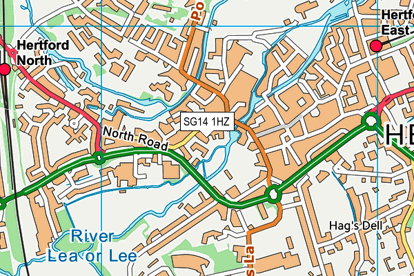 SG14 1HZ map - OS VectorMap District (Ordnance Survey)