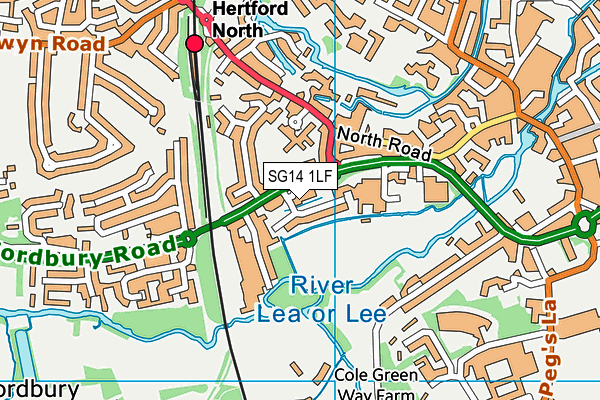 SG14 1LF map - OS VectorMap District (Ordnance Survey) SG14 1LF map - OS VectorMap District (Ordnance Survey)