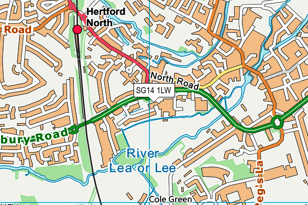 SG14 1LW map - OS VectorMap District (Ordnance Survey)