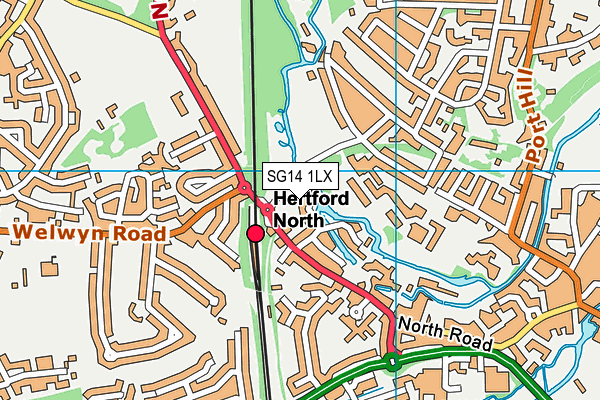SG14 1LX map - OS VectorMap District (Ordnance Survey)