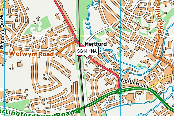 SG14 1NA map - OS VectorMap District (Ordnance Survey)